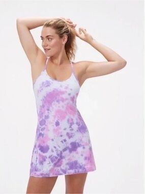 Outdoor voices, purple & pink tie dye mini workout/exercise dress, size small